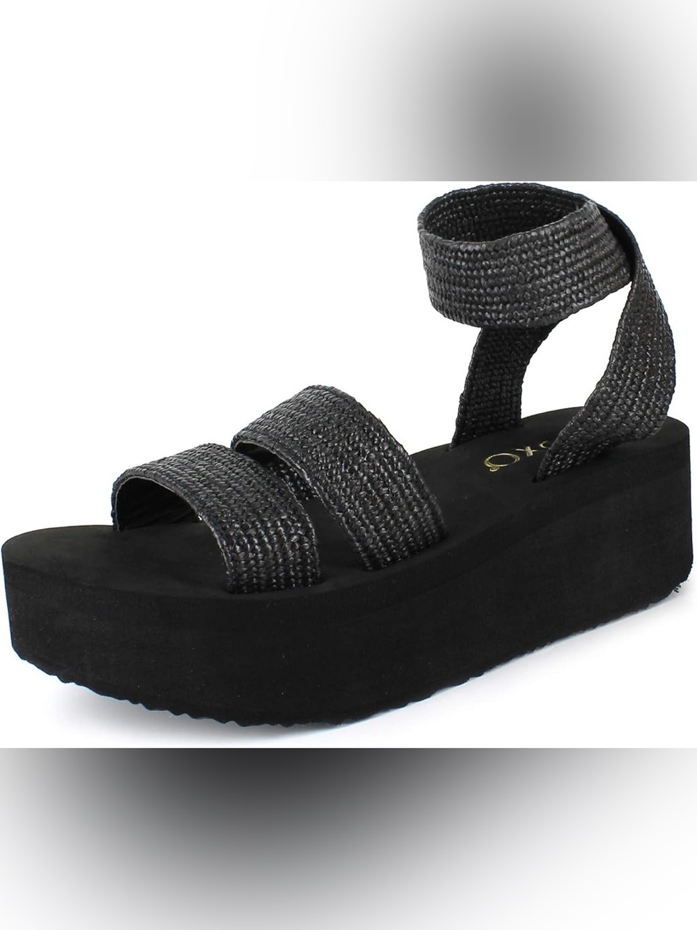 XOXO Dorcie Black Platform Ankle-Strap Sandal size 9